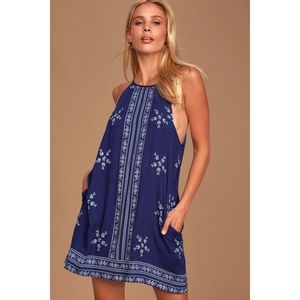 Lulu's Mediterranean Sea Navy Dress Small